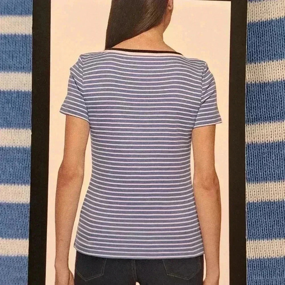 ❤ NWT Tommy Hilfiger Striped T-shirt Blue White Boatneck Tee Medium Short Sleeve - Picture 14 of 15